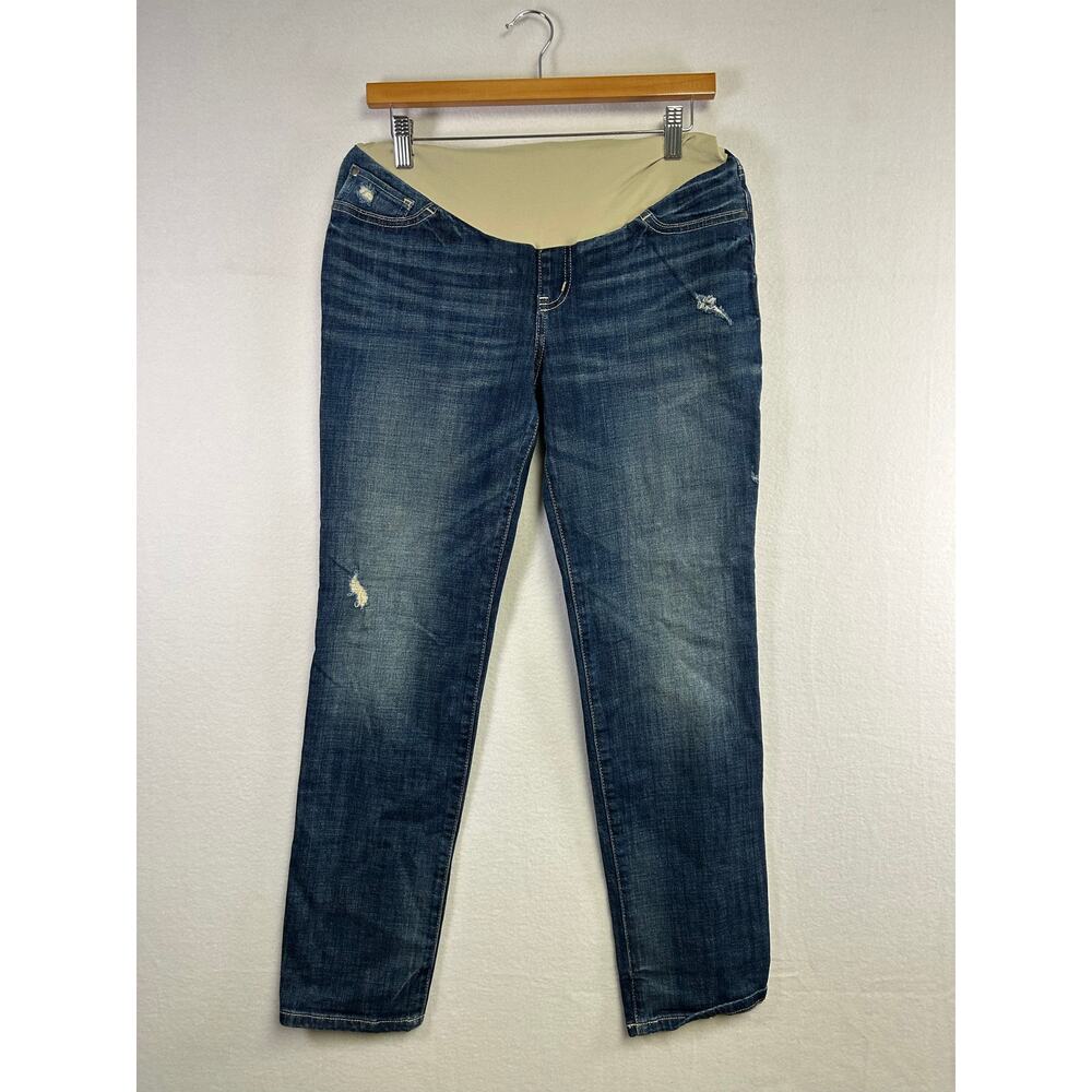 Woman's Indigo Blue Denim Maternity Dark Wash Straight Jeans - Size Medium‎